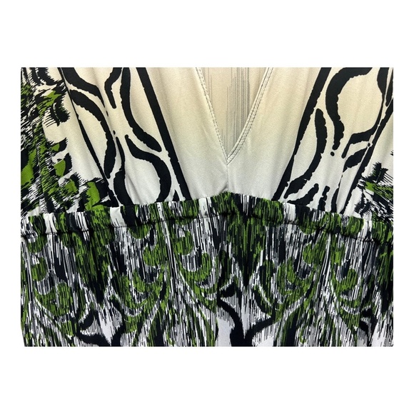 Delusional Maxi Dress L Multicolor Damask V Neck Cap Sleeve Boho Flowy Resort - Picture 5 of 6